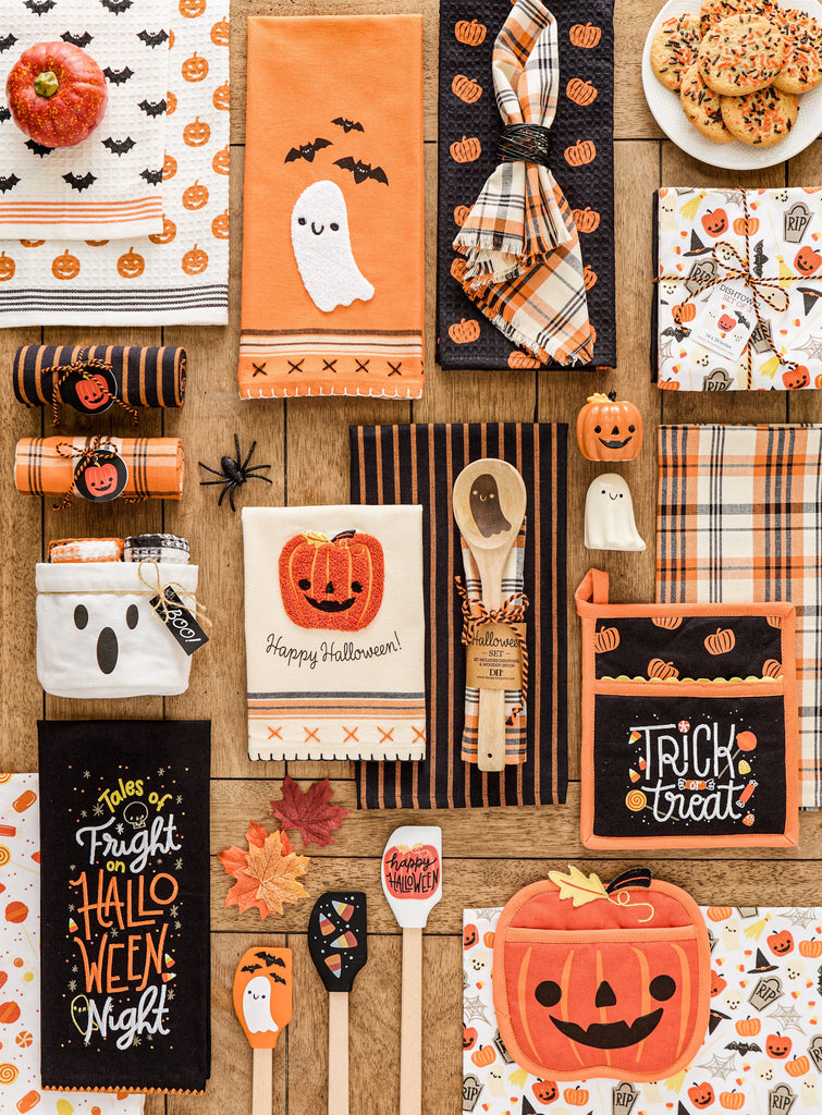 Spooky Friends Embellished Dishtowel