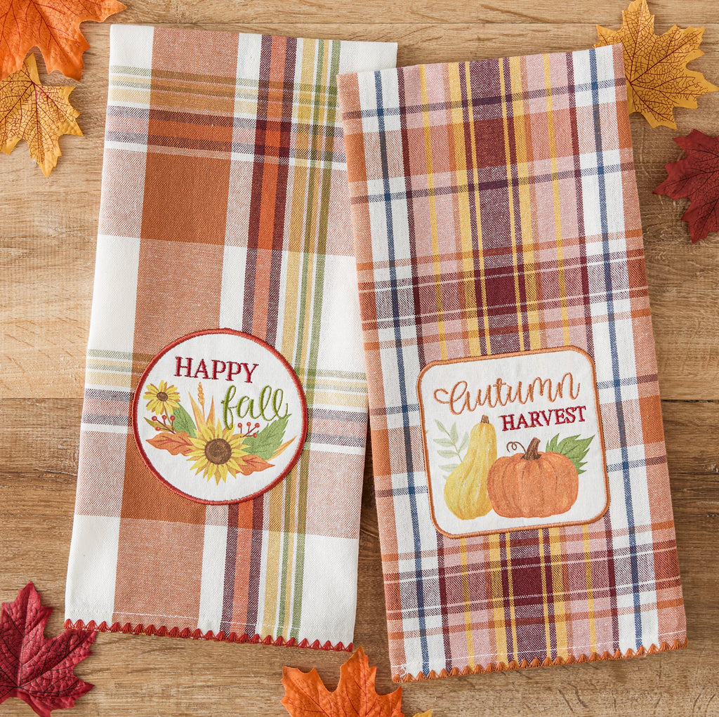 Happy Fall Embellished Dishtowel