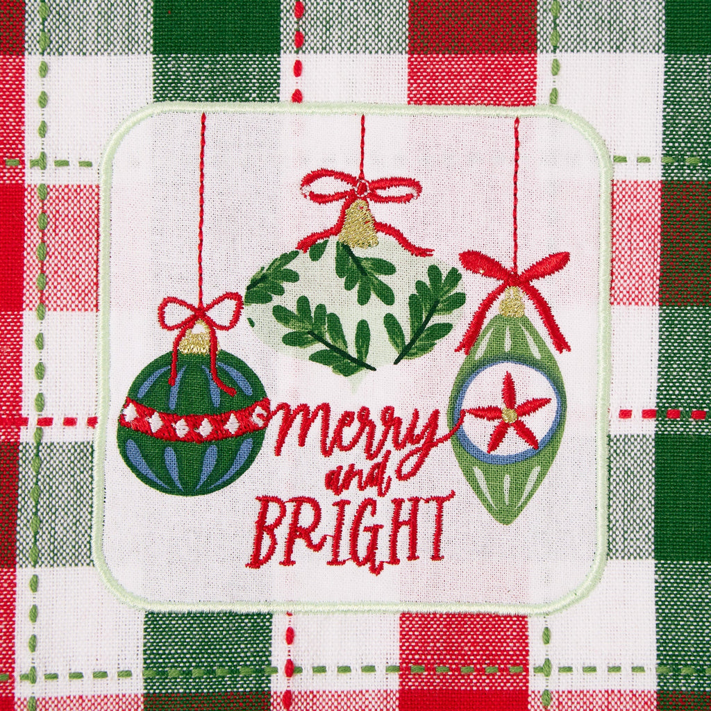 Bright Ornaments Embellished Dishtowel
