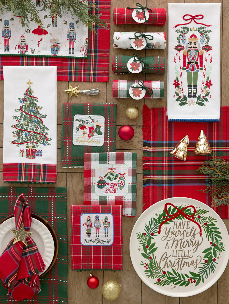 Bright Ornaments Embellished Dishtowel