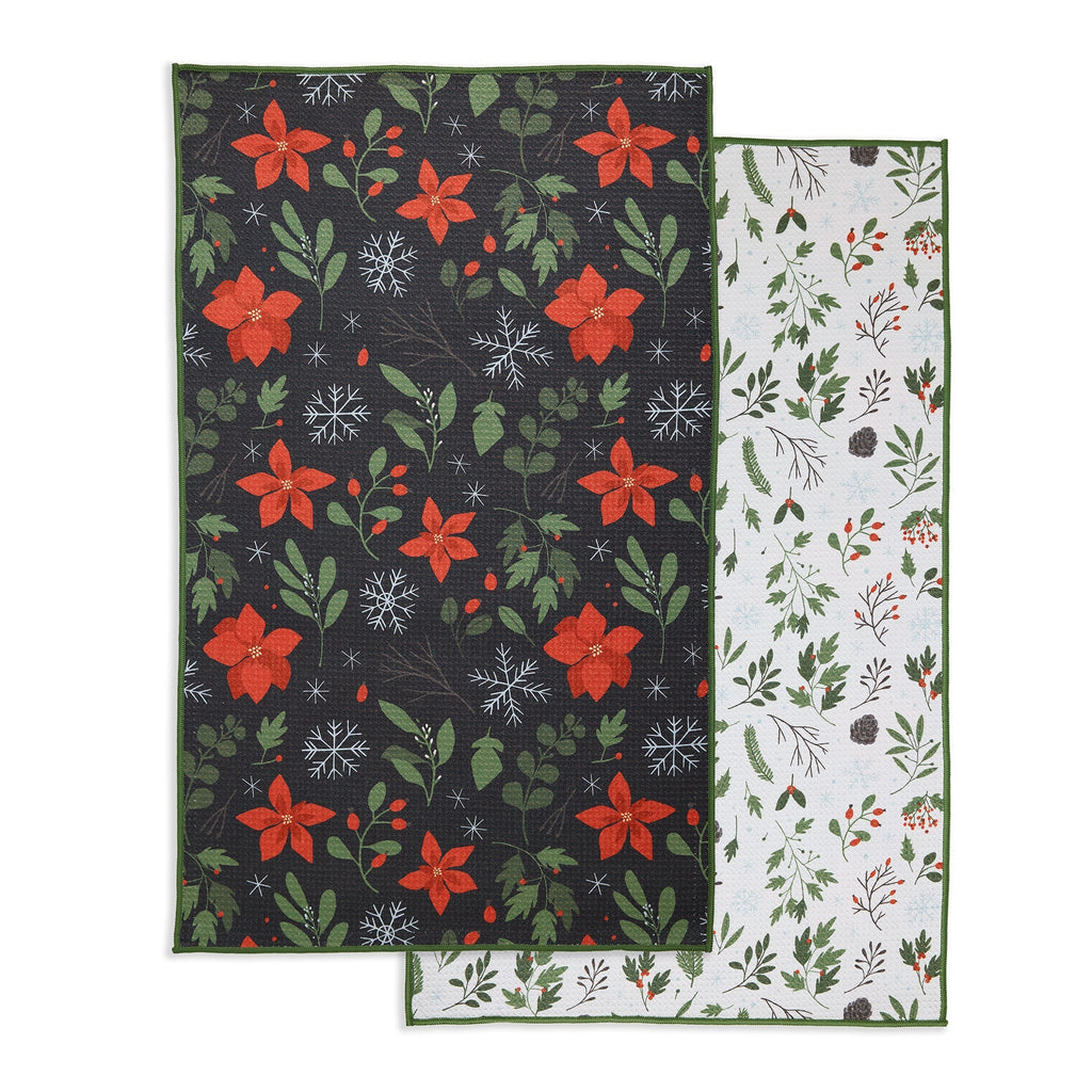 Poinsettias Printed Microfiber Dishtowel