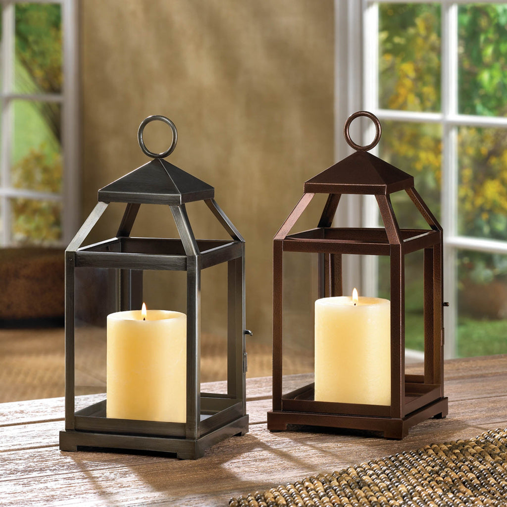 Bronze Contemporary Candle Lantern