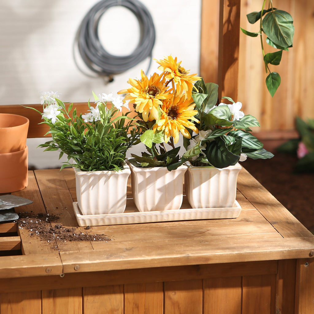 White Square Planter Set of 3