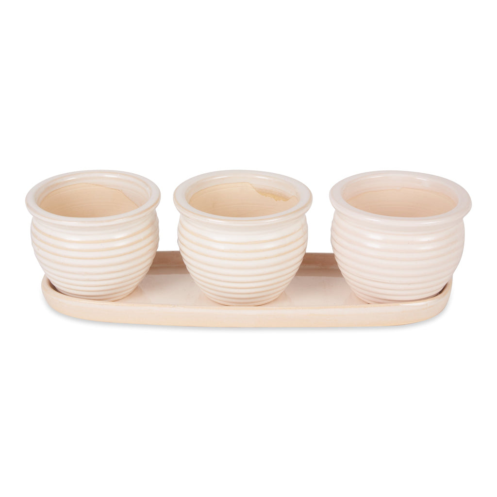 Cream Round Planter Set of 3