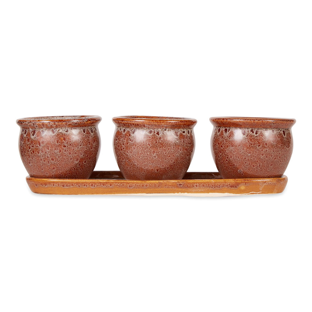 Brown Round Planter Set of 3