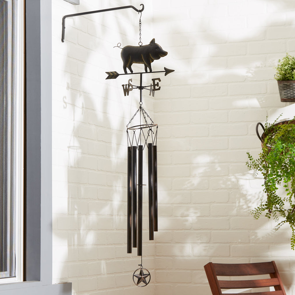 Weathervane Wind Chime - Iron Pig