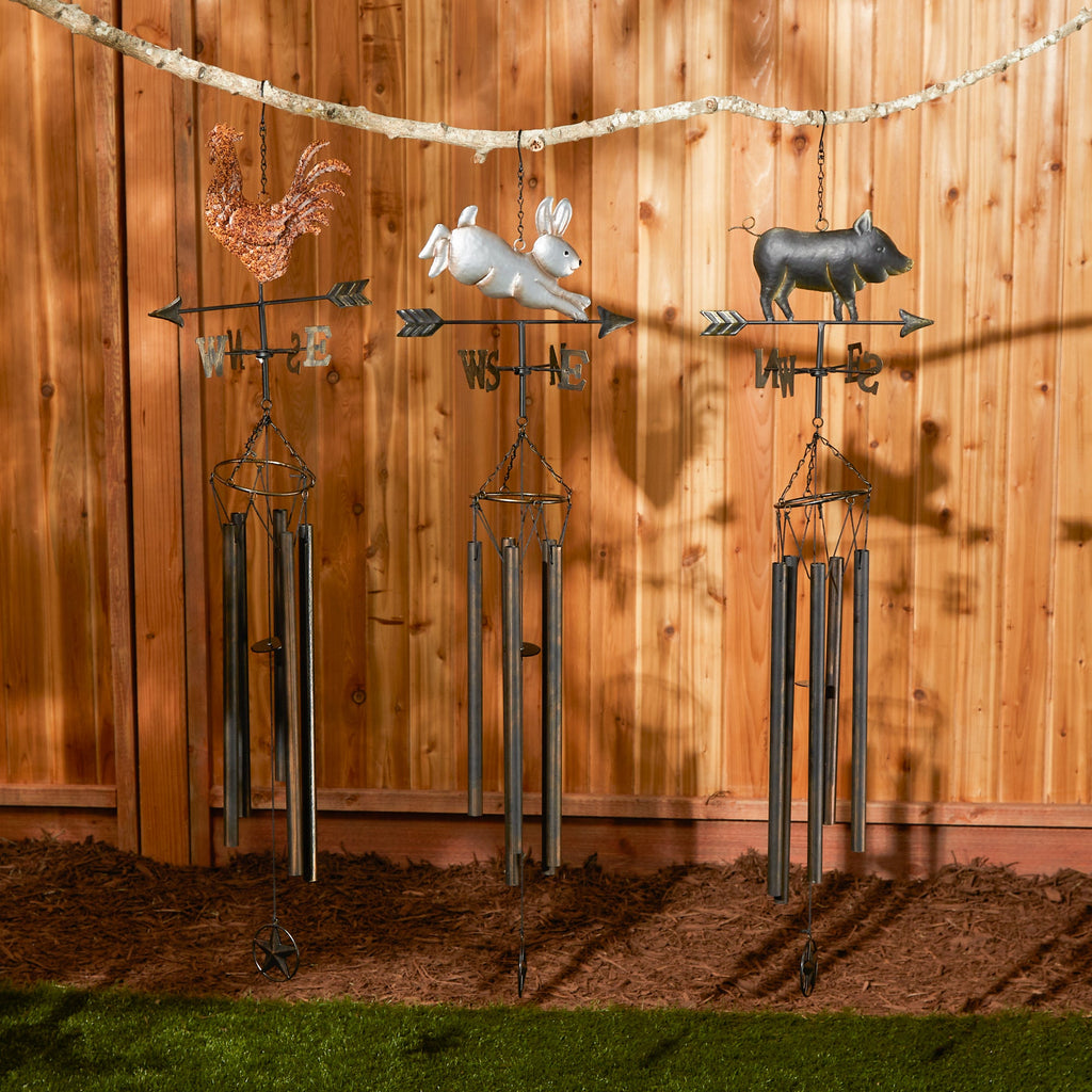 Weathervane Wind Chime - Iron Pig