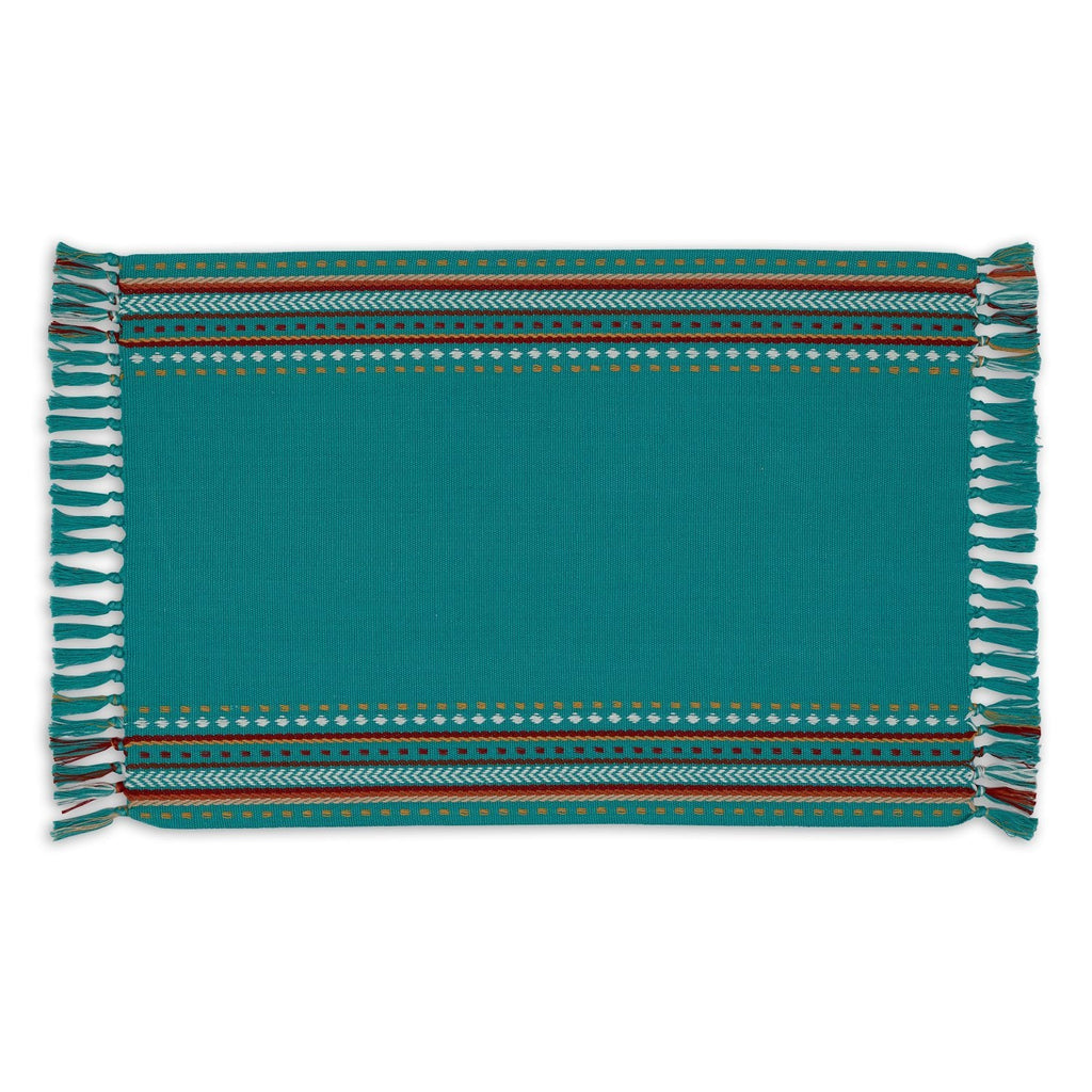 Agate Blue Hacienda Stripe Fringed Placemat - DII Design Imports