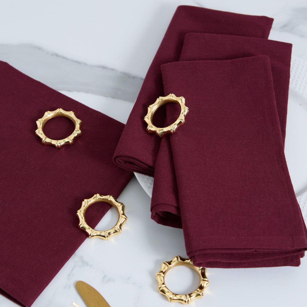 Gold Bamboo Napkin Ring Set of 4