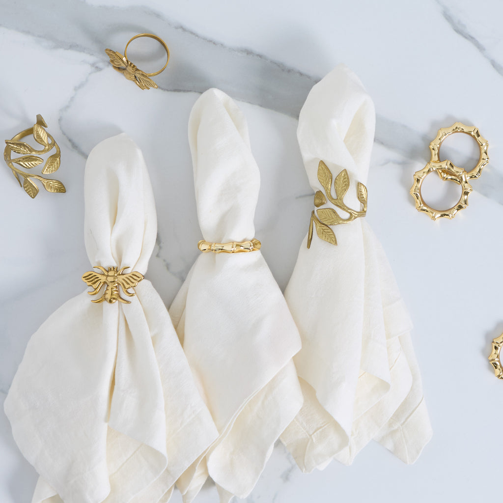 Gold Bamboo Napkin Ring Set of 4