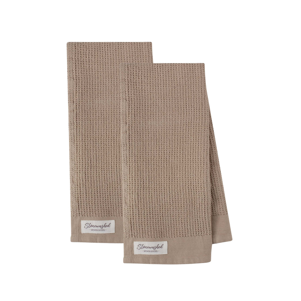Feather Gray Washed Waffle Dishtowel Set of 2