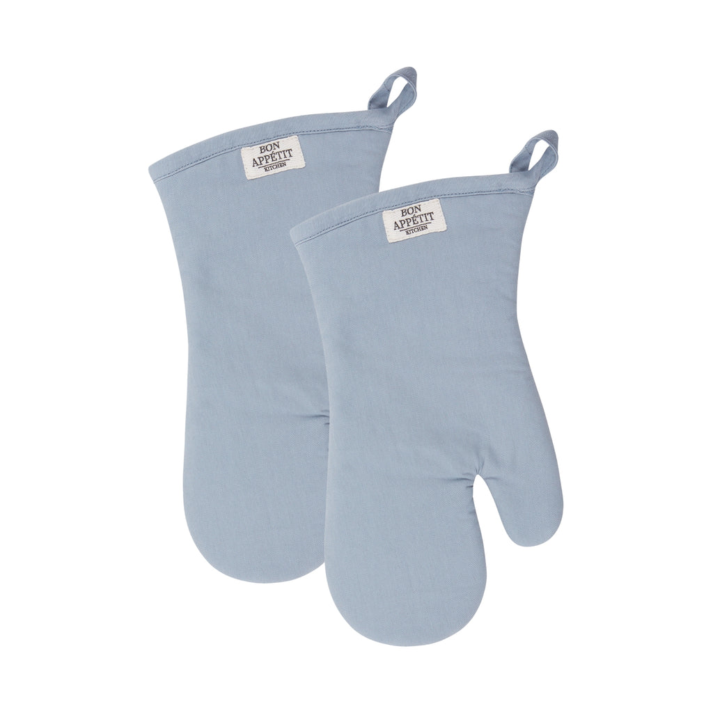 Dusty Blue Chino Oven Mitt Set of 2