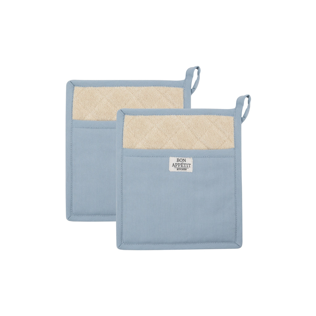 Dusty Blue Chino Potholder Set of 2