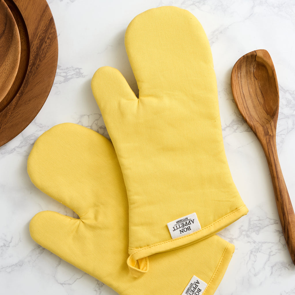 Yarrow Yellow Chino Oven Mitt Set of 2