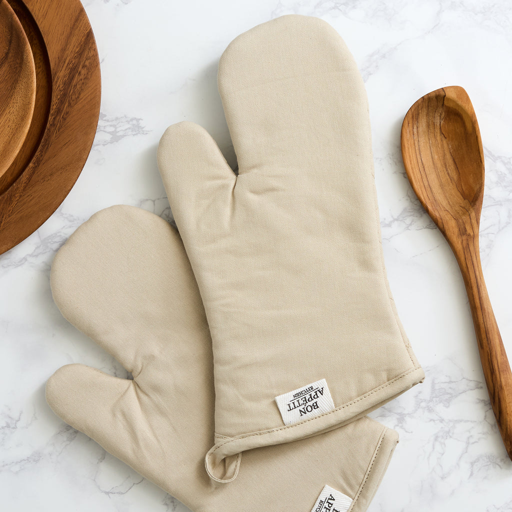 Feather Gray Chino Oven Mitt Set of 2