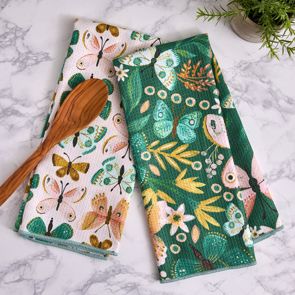 Butterfly Garden Printed Microfiber Dishtowel