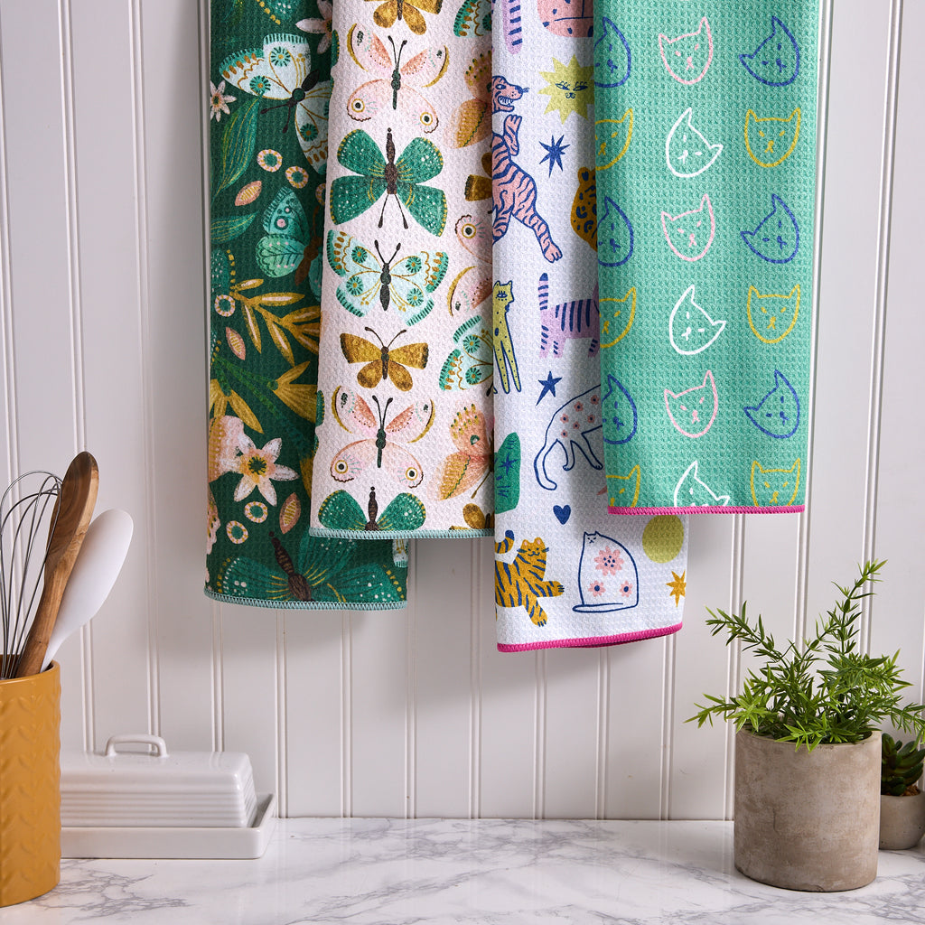 Butterfly Garden Printed Microfiber Dishtowel