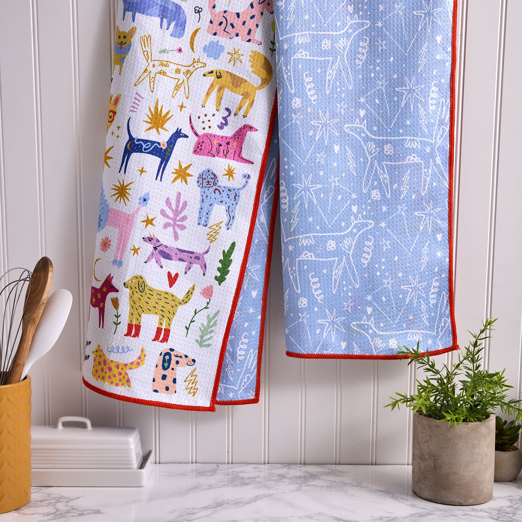 Doggy Disco Printed Microfiber Dishtowel