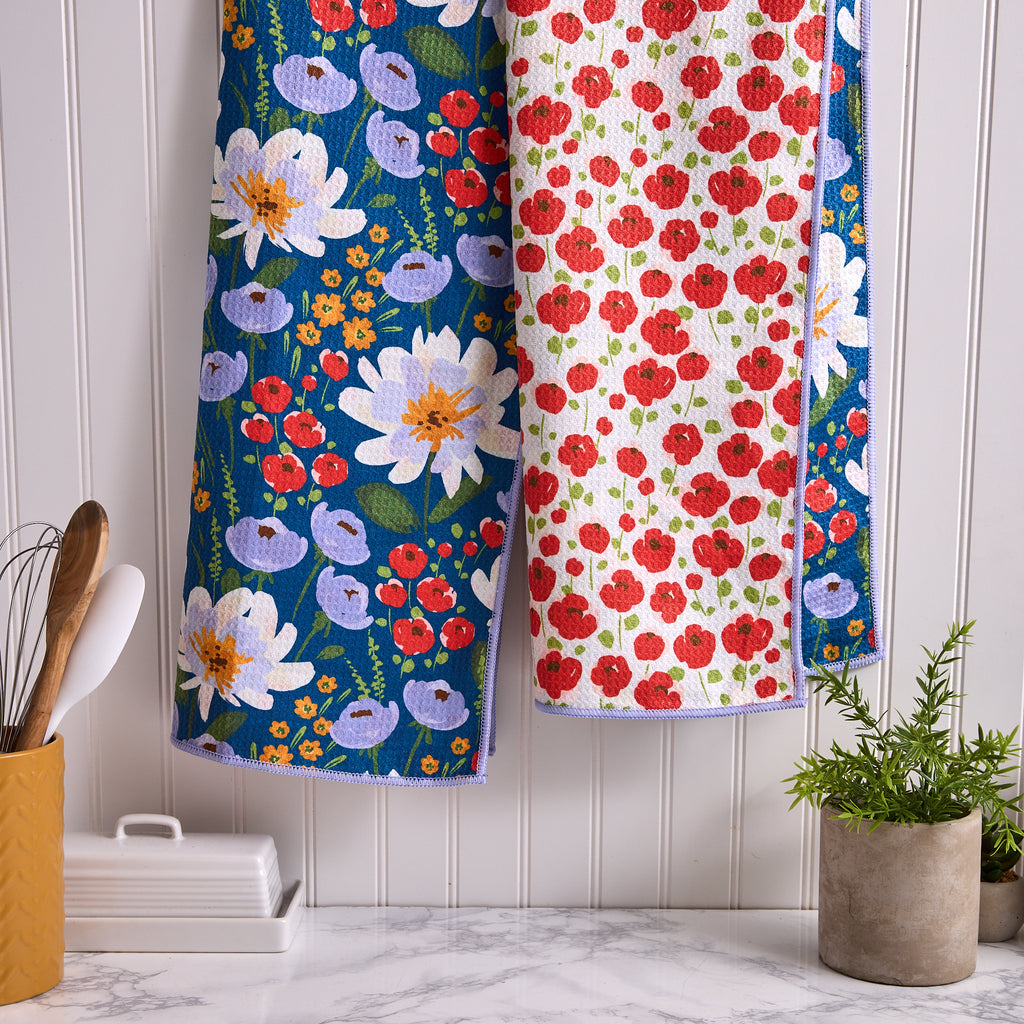 Poppy's Day Printed Microfiber Dishtowel