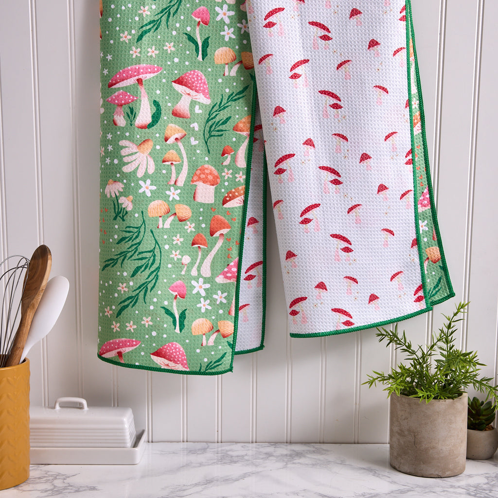 Mushroom Meadow Printed Microfiber Dishtowel