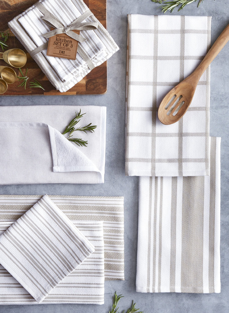 Feather Gray Kitchen Towel Set of 3