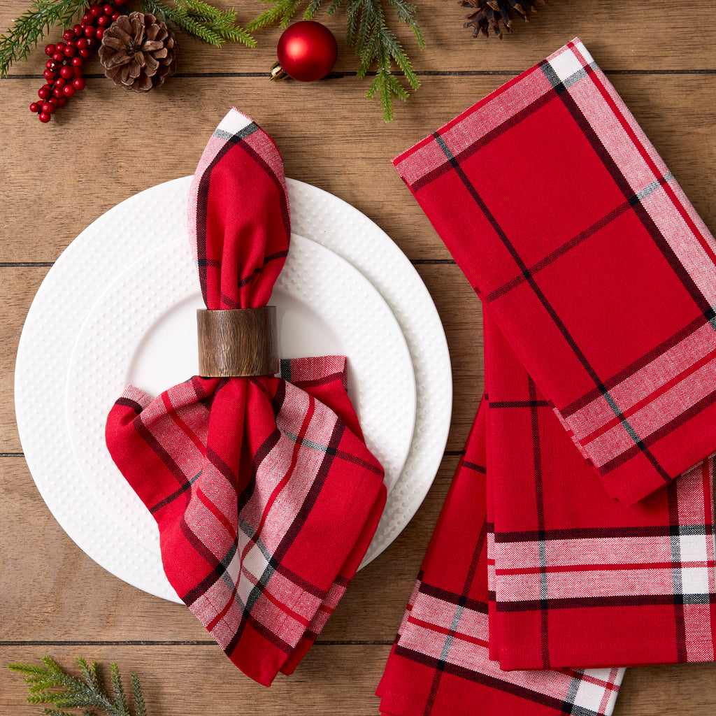 Sleigh Bells Plaid Napkin Set Of 4