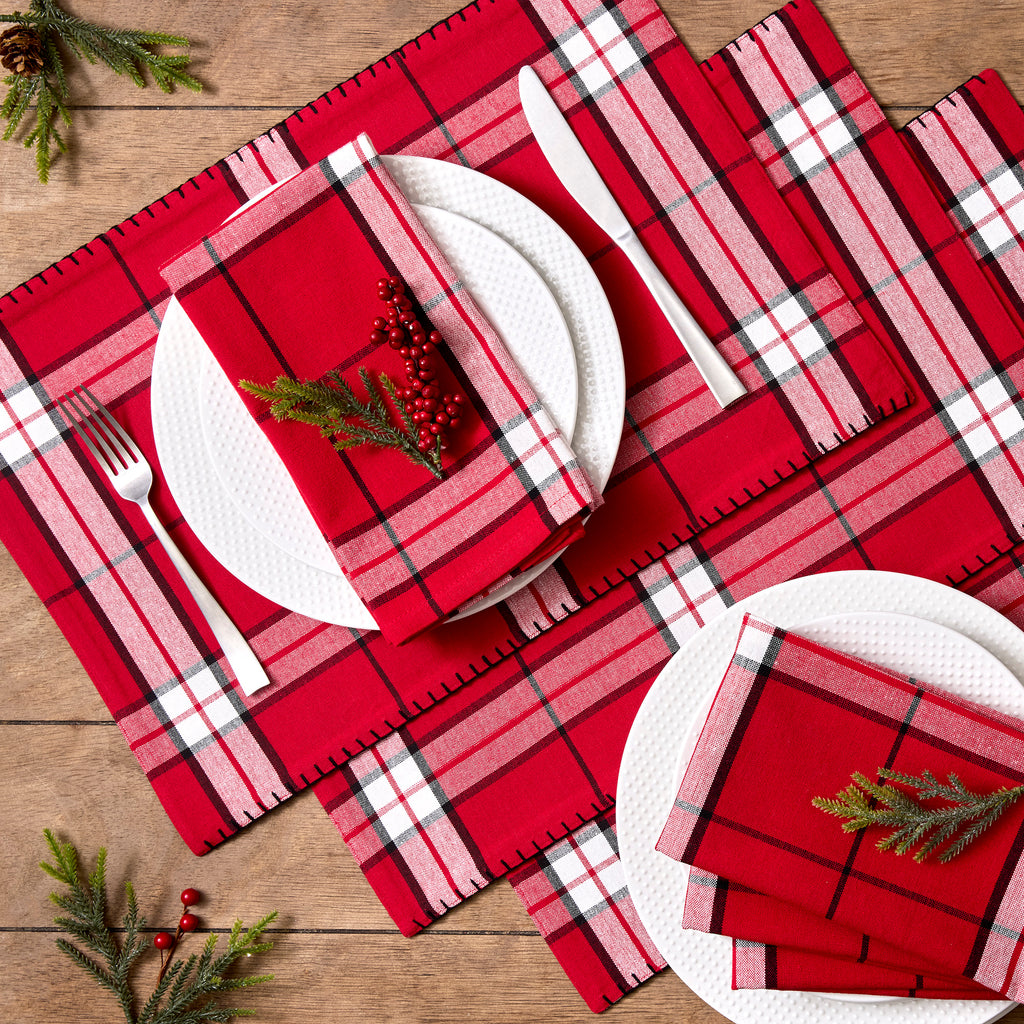 Sleigh Bells Plaid Napkin Set Of 4