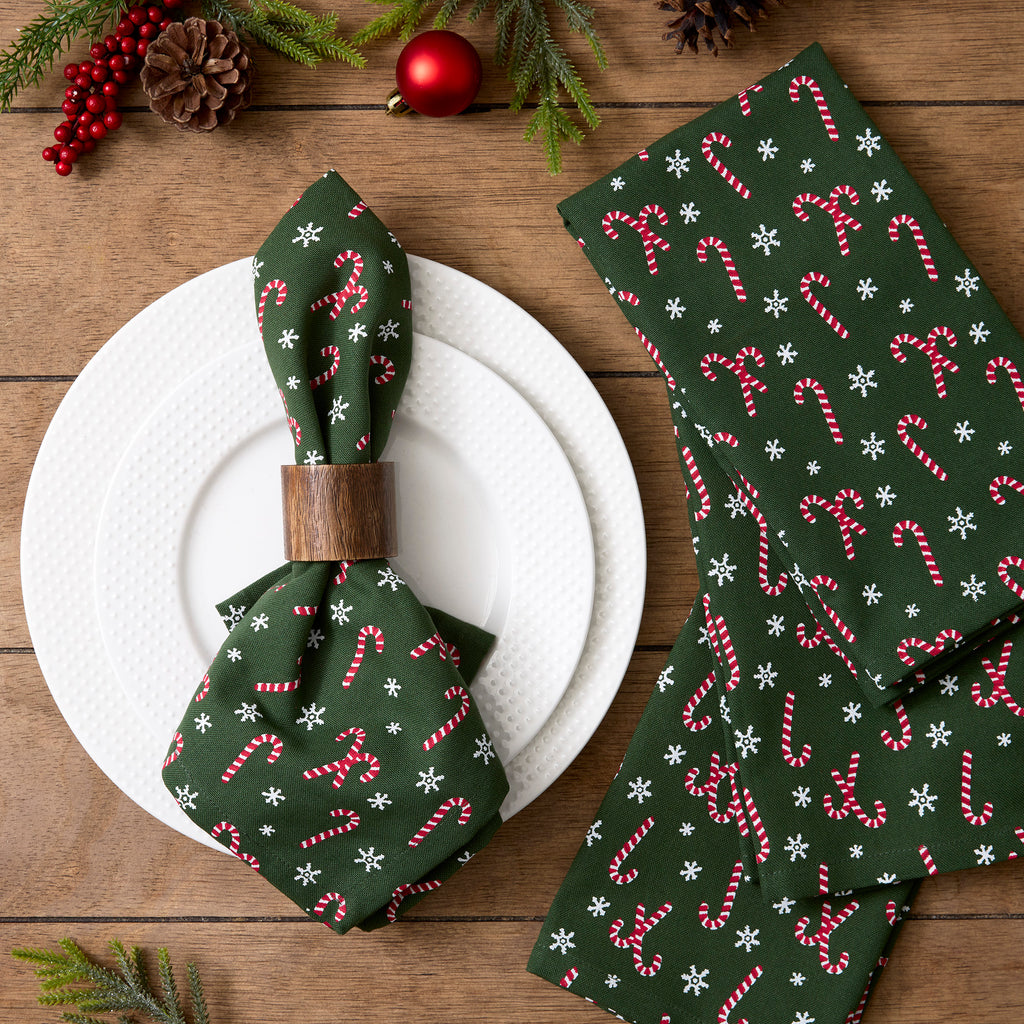 Candy Cane Printed Napkin Set Of 4