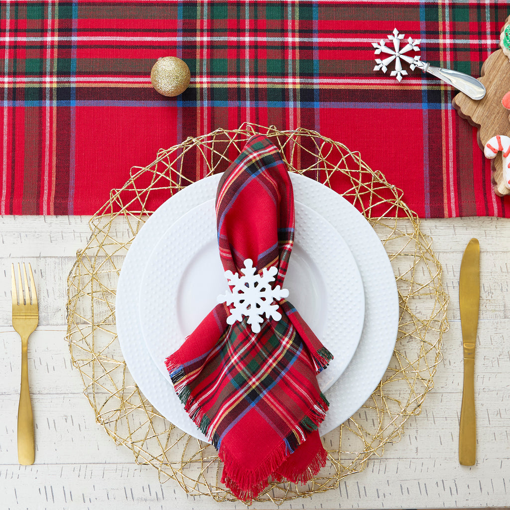 White Snowflake Napkin Ring Set Of 4