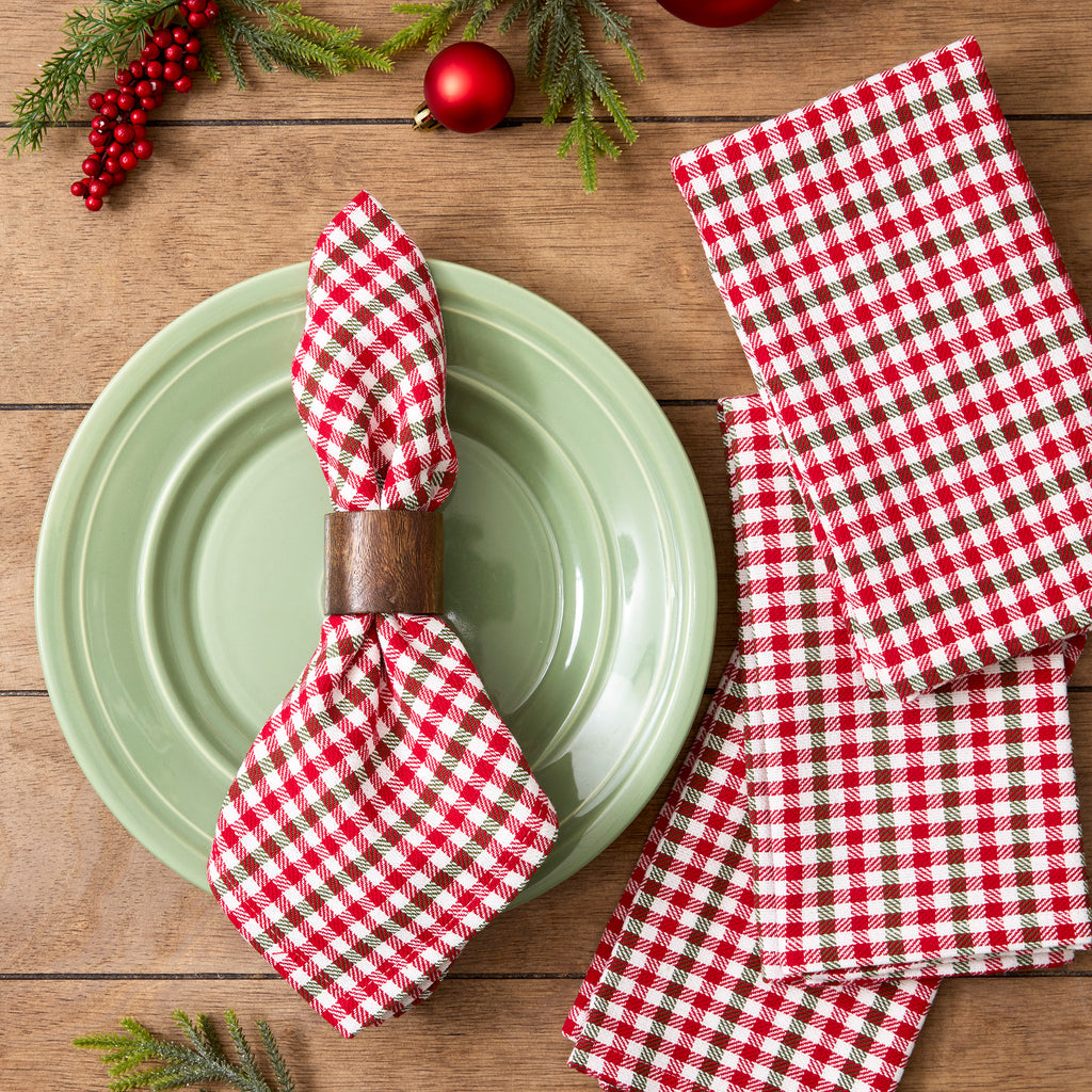 Holiday Houndstooth Plaid Napkin Set Of 4