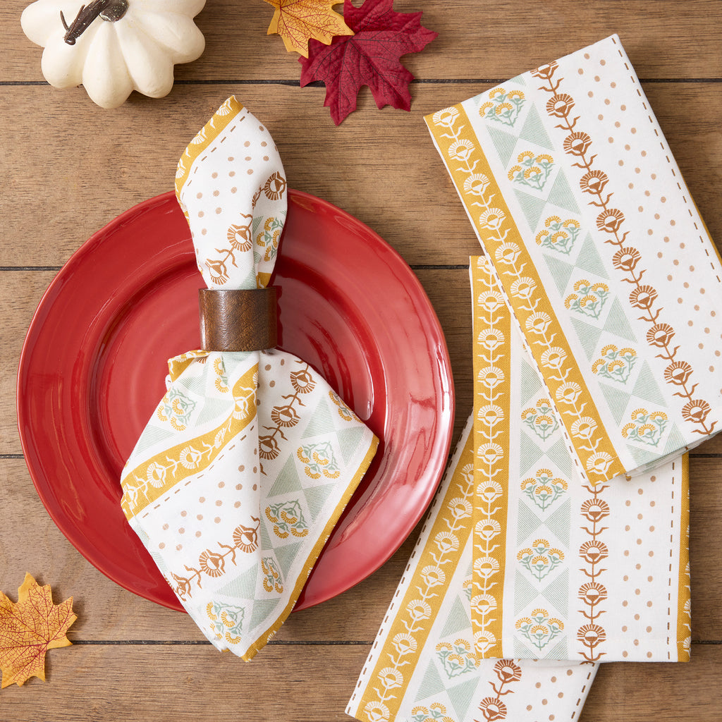 Golden Gardens Printed Napkin Set Of 4