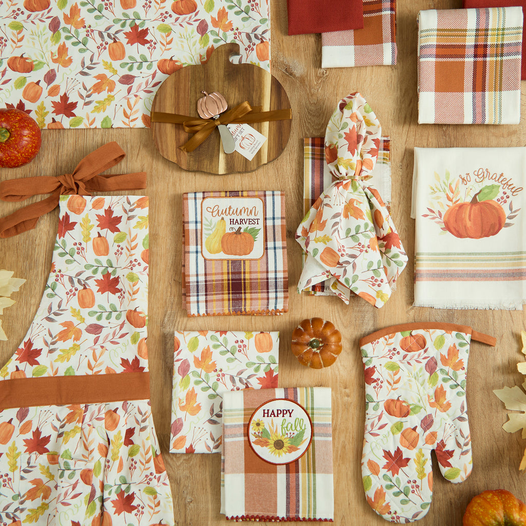 Autumn Leaves Plaid Napkin Set Of 4