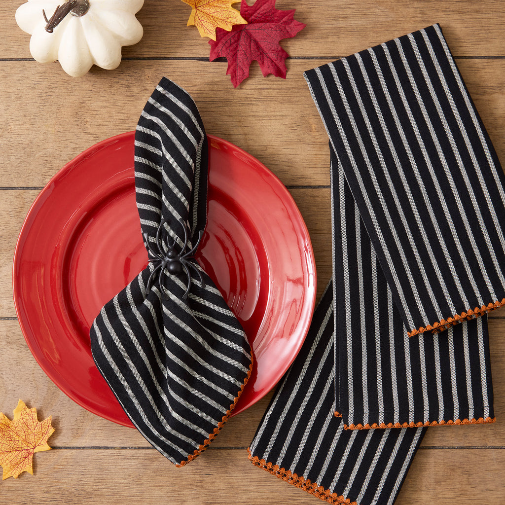 Spider Silk Stripe Embellished Napkin Set Of 4