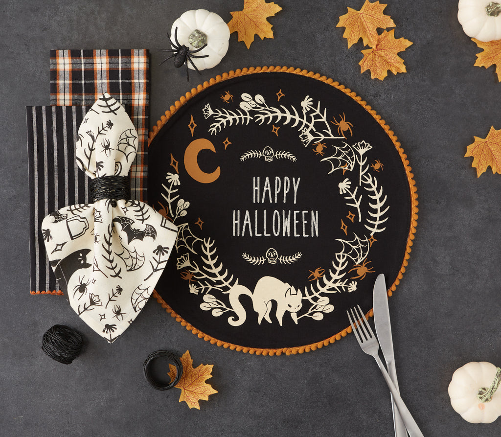 Spooky Wreath Embellished Round Placemat Set Of 4
