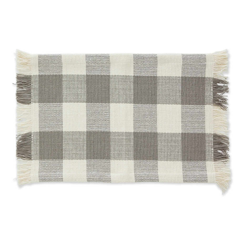 DOVE GRAY CHECK FRINGE PLACEMAT