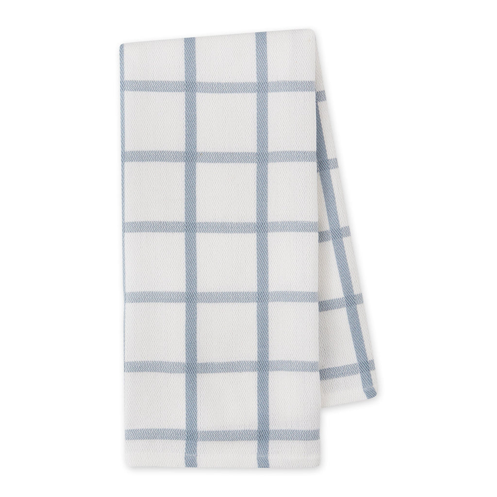 Dusty Blue Windowpane Plaid Dishtowel