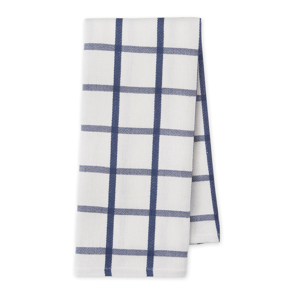 Blue Indigo Windowpane Plaid Dishtowel