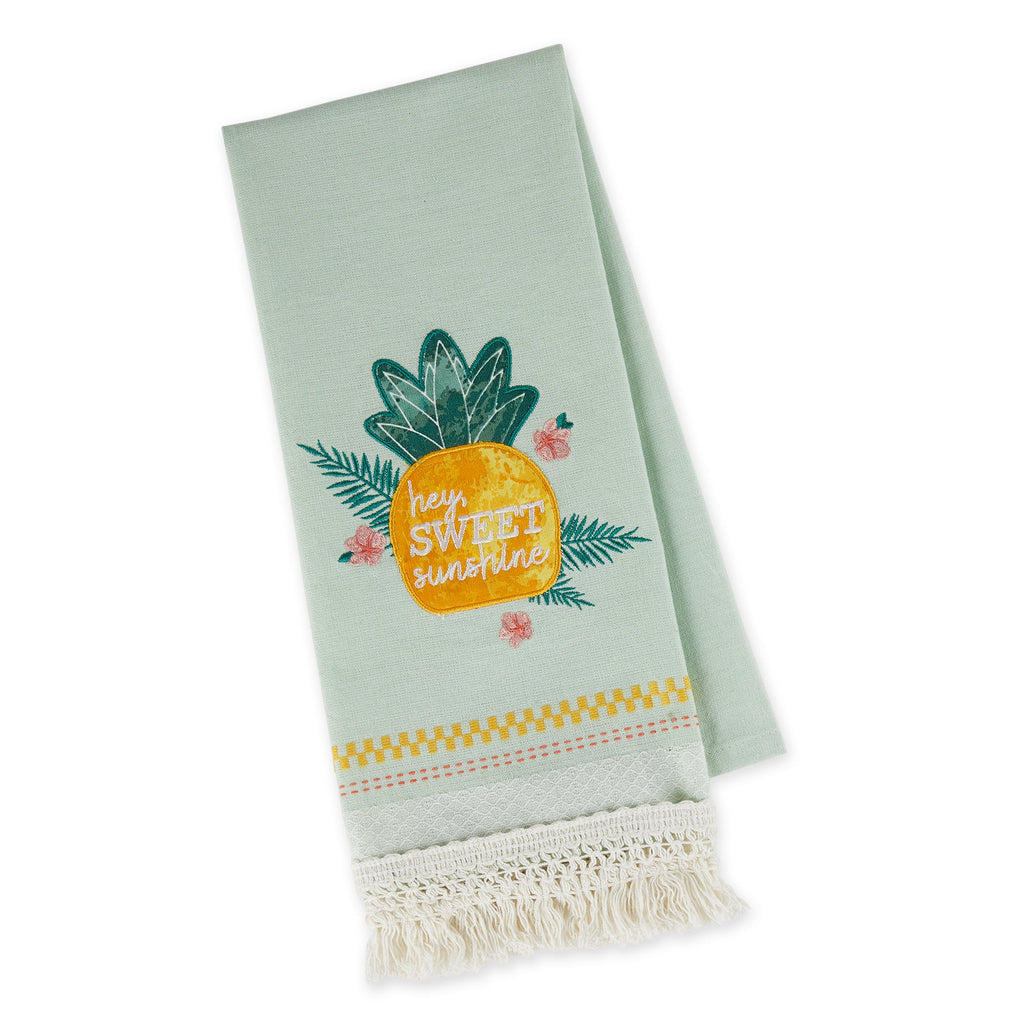 Sweet Pineapple Embellished Dishtowel