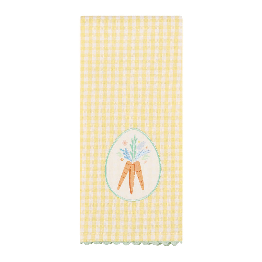 Spring Carrots Embellished Dishtowel