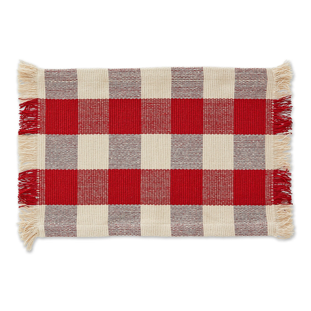 GARNET CHECK FRINGE PLACEMAT