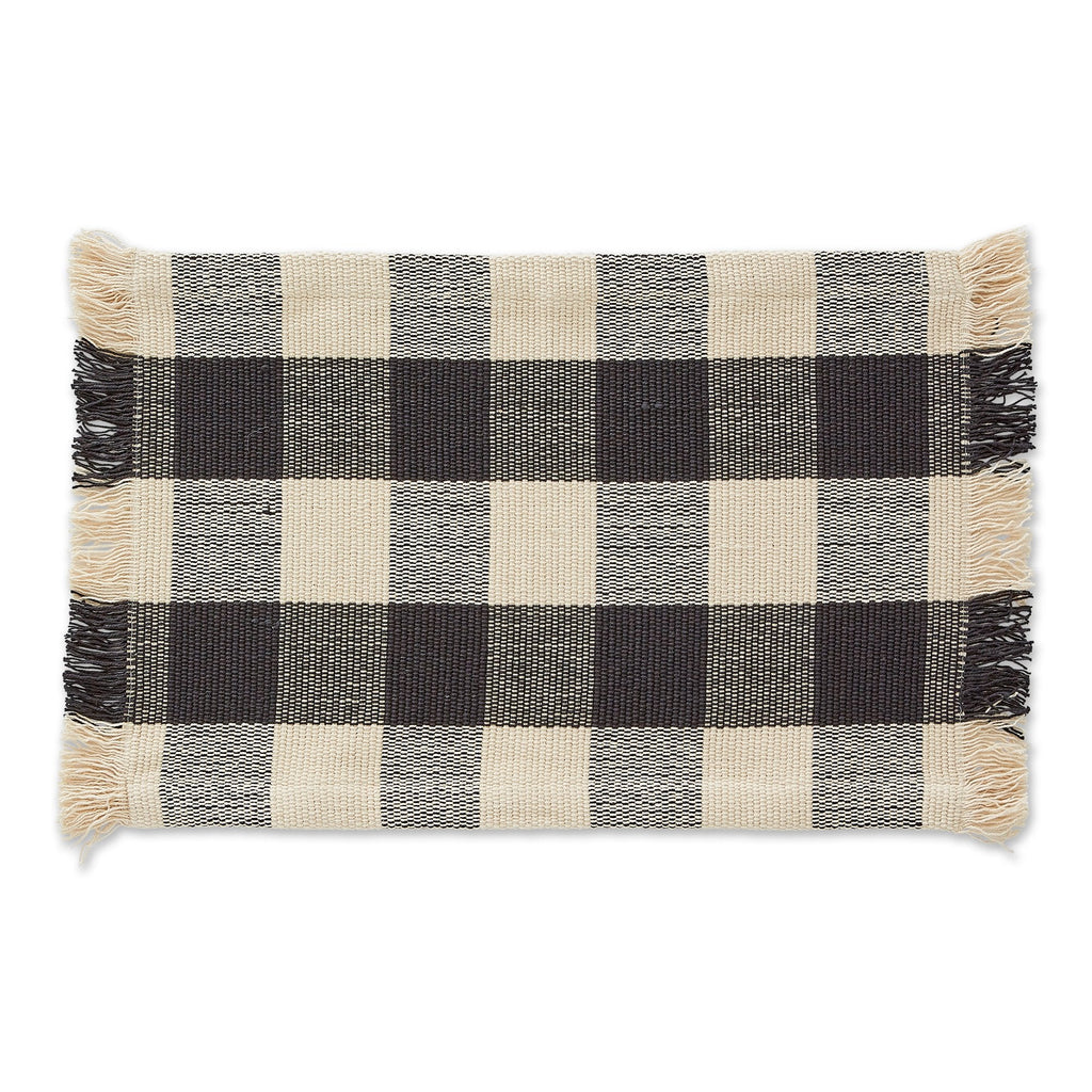 BLACK CHECK FRINGE PLACEMAT