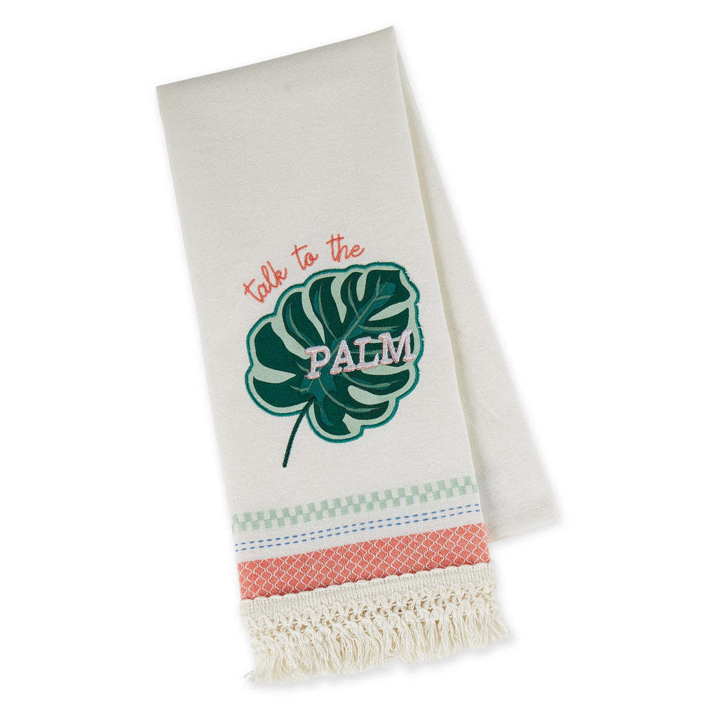 Talk To Palm Embellished Dishtowel