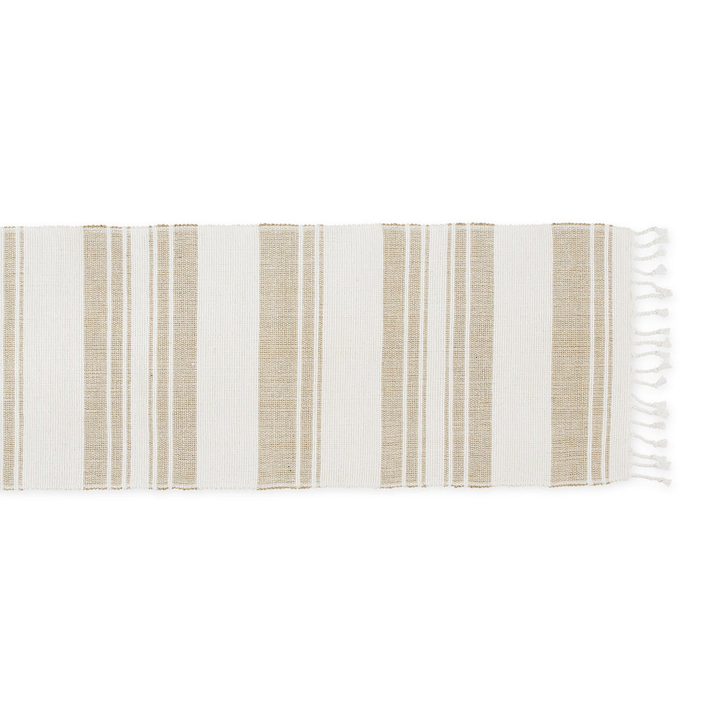 Coastal Sands Stripe Cotton Jute Table Runner