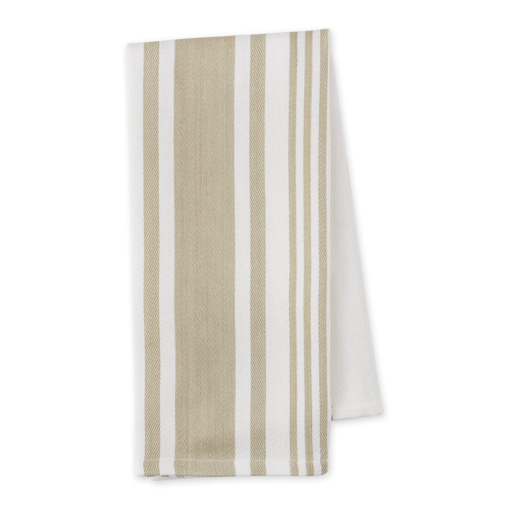 Feather Gray Satin Twill Stripe Dishtowel