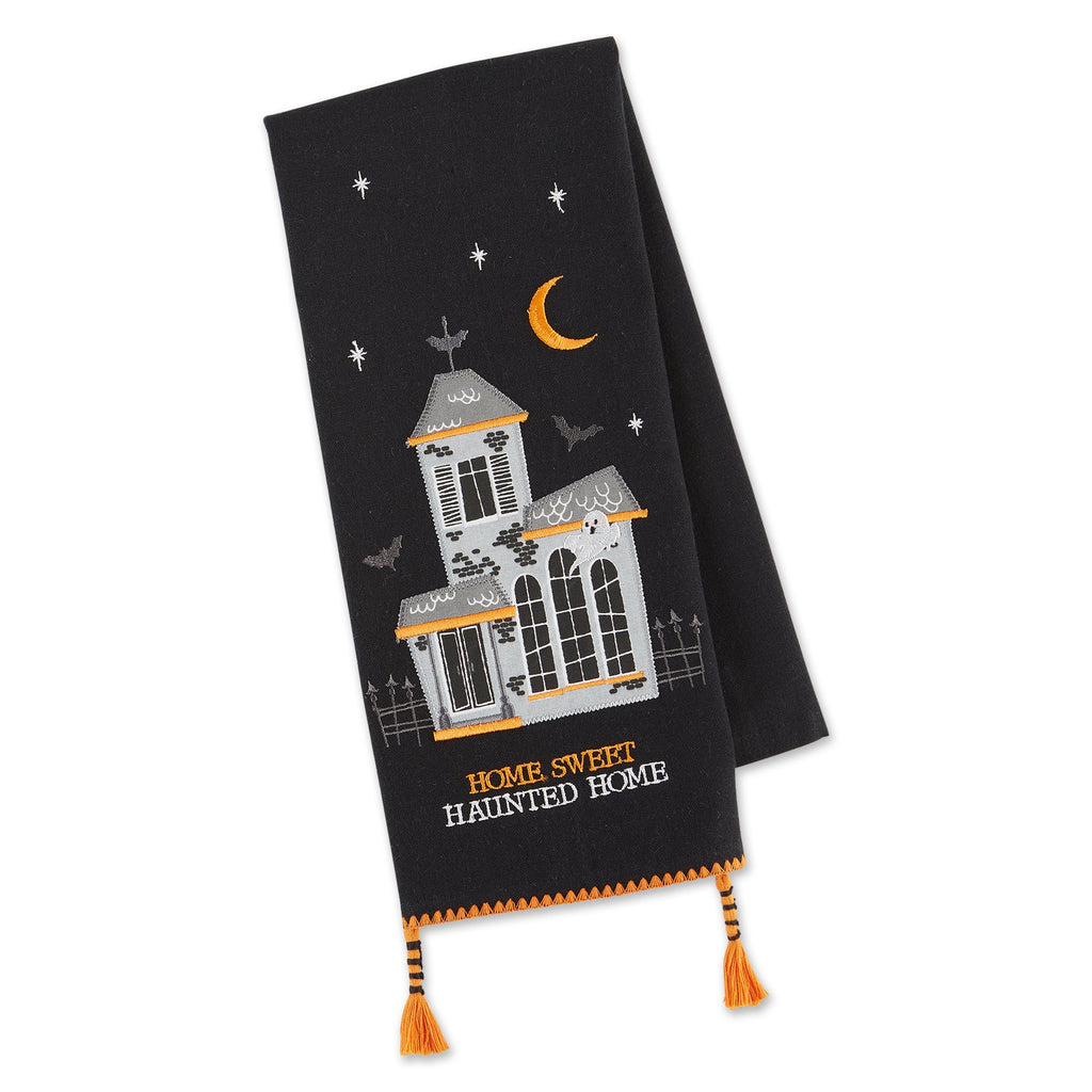 Home Sweet Haunted Home Embellished Dishtowel