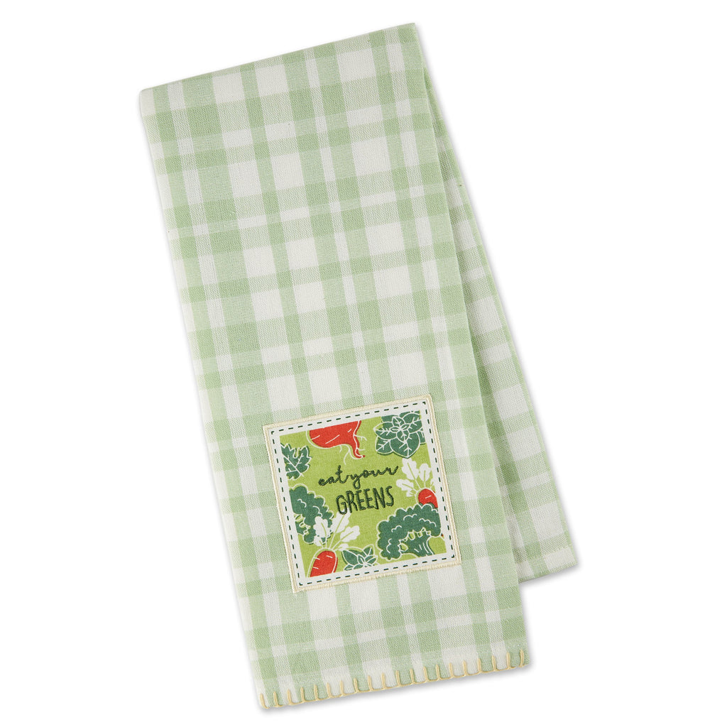 Eat Your Greens Embellished Dishtowel