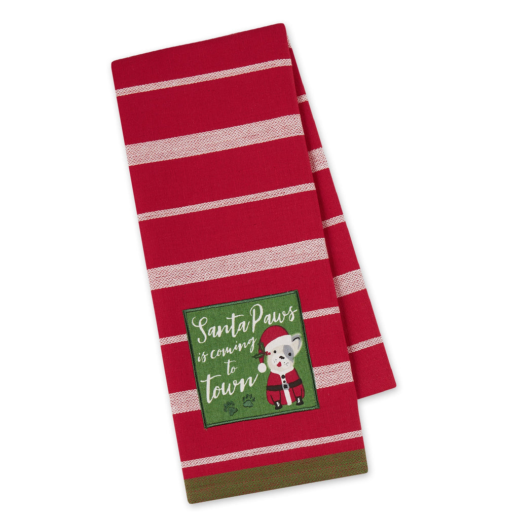 Santa Paws Embellished Dishtowel