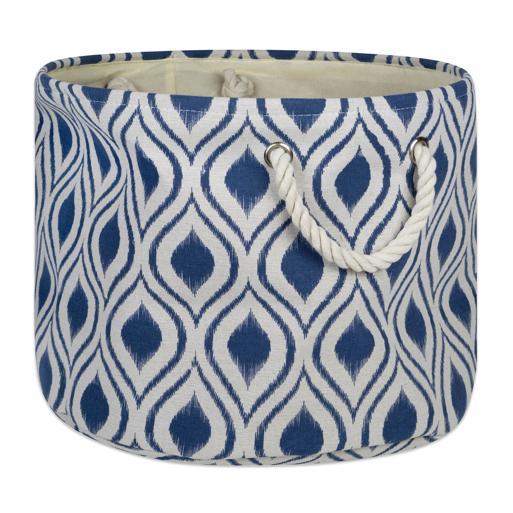 Polyester Bin Ikat French Blue Round Large 15x16x16