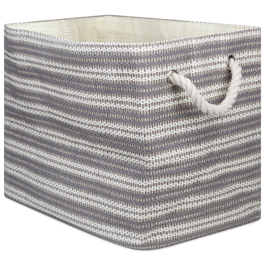 Paper Bin Basketweave Gray/White Rectangle Large 17x12x12