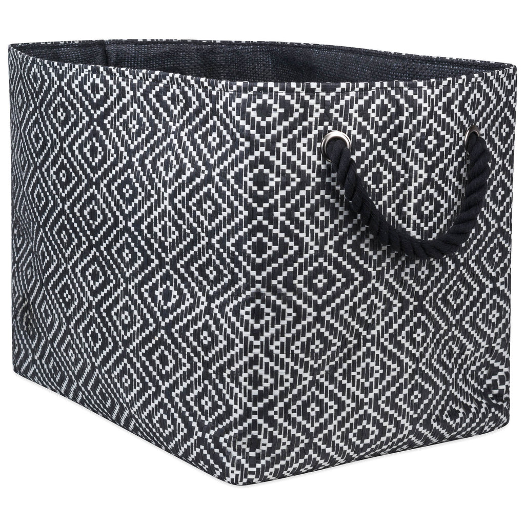 Paper Bin Diamond Basketweave Black/White Rectangle Medium 15x10x12